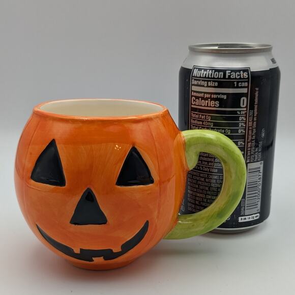 Ceramic Halloween Decor Pumpkin Mug Bat Candy Dish Glazed Coffee Jack o'Lantern - Picture 6 of 11